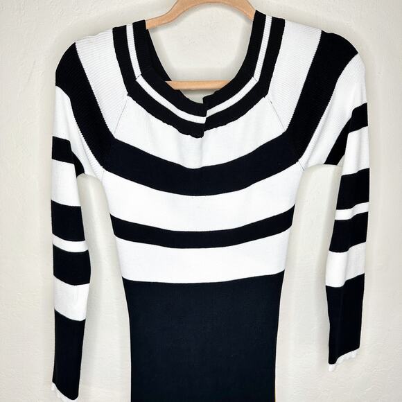 Anthropologie Le Superbe Fall in Ribbed Striped Knit Sweater Midi Dress Medium - Picture 4 of 15